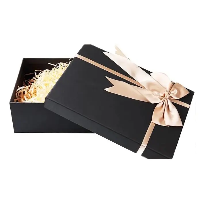 Caja de papel de Navidad de moda Cajas de papel de embalaje de regalo de joyería de boda con cinta