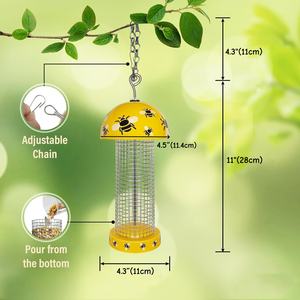 Alimentadores De Pássaros de Cerâmica Oniya 11 Polegada Malha Selvagem Do Pássaro Alimentador com Bloqueio Tampa & Cabide Ajustável À Prova <span class=keywords><strong>Dome</strong></span> para Decoração Do Jardim - Product Image 2