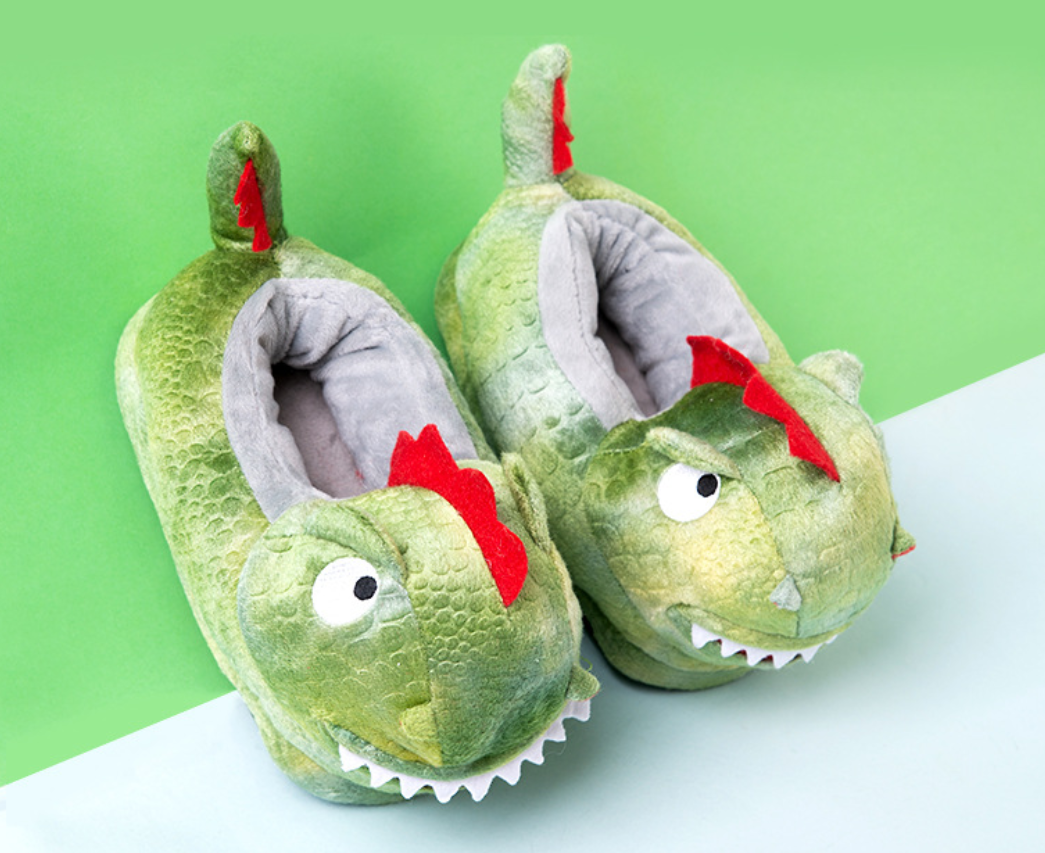 Новинка 2020, стильная детская обувь, детские комнатные теплые хлопковые тапочки с динозаврами для мальчиков и девочек 1-3 лет, на осень и зиму