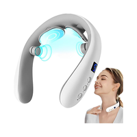 Masseur de cou intelligent sans fil 3D à chaleur et impulsions électriques, 4 modes pour soulager la douleur, pour femmes