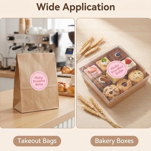 สติ๊กเกอร์ติดถ้วยขนมหวาน ฉลากกาวกันน้ำทรงกลมสำหรับขนมหวาน ดีไซน์สีชมพู - Product Image 4