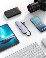 Hub USB C 8 en 1 au meilleur prix, adaptateur USB C avec USB 3.0, lecteur de carte USB 2.0 SD TF et sortie audio pour PC/ordinateur portable/téléphone portable