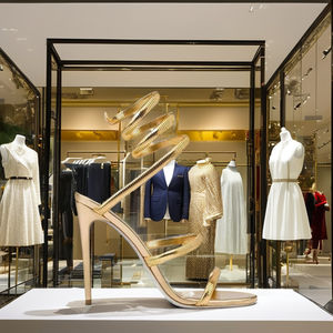 फीता-अप बंद के साथ महिला के सोने के सैंडल खुले पैर की ऊँची एड़ी के जूते - Product Image 2