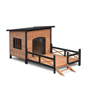 Pet Supplies Large Size pet Home Luxury Wooden Outdoor Dog House With Balcony