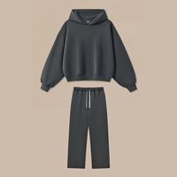 HEPL049 Nouveau survêtement élégant en coton aéré avec sweat à capuche cintré et pantalon baggy à jambe droite, broderie 3D unique, logo OEM, MOQ 1
