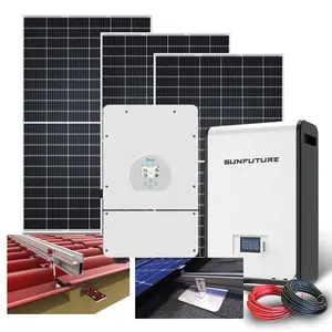 SUNFUTURE पूरा सौर ऊर्जा भंडारण प्रणालियों हाइब्रिड सौर ऊर्जा प्रणाली 3 चरण 5KW 10KW 15KW 20KW 30KW 220V मोनो सौर पैनल