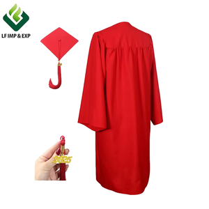 2025 Vestido de graduación Venta al por mayor Vestido de soltero Vestido de graduación rojo Traje Incluye sombrero, borla y bata Batas de Graduación - Product Image 2