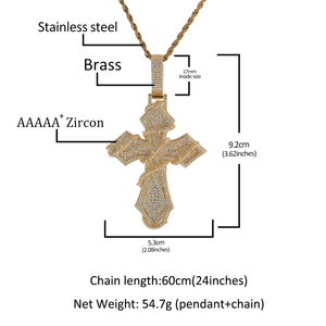 UWIN Collar con Colgante de <span class=keywords><strong>Cruz</strong></span> de Jesús Cristiano, Bicolor Oro Rosa, con Diseñ<span class=keywords><strong>o</strong></span> de Espina Envolvente, Incrustaciones de Circonitas Cúbicas (CZ) y Acabado en Oro de 18K - Product Image 4