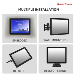 Green Touch 17 pulgadas 1280x1024 marco abierto monitor táctil computadora industrial todo en una PC con sistema X86 para negocios