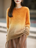 Nouvelle Collection Hiver – Pull en Cachemire Coréen à Col Rond pour Femme, en Cachemire Brossé, Coupe Ample et Épaisse, Soie de Mûrier