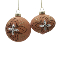 Vente directe d'usine, ornements de Noël en verre soufflé à la main de luxe, couleur nude, imprimés en flocage, 3 couleurs, 8 cm, décoration de la maison