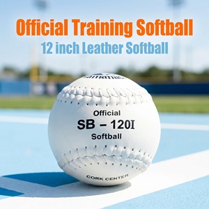 Envío Rápido, Pelota de Softbol Cosida de Entrenamiento <span class=keywords><strong>Tamanaco</strong></span> SB-120I de 12 Pulgadas, de Cuero PVC Premium, Grado PK, Corcho, Blanca, en Stock - Product Image 2