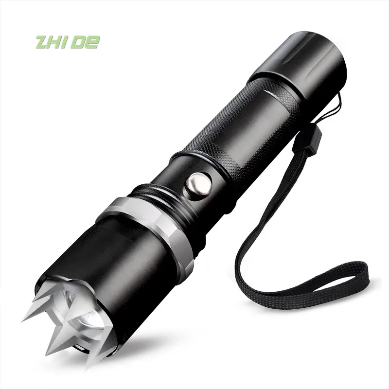 Wolf proof outdoor strong light flashlight with attack head aluminum alloy charging focusing LED flashlight