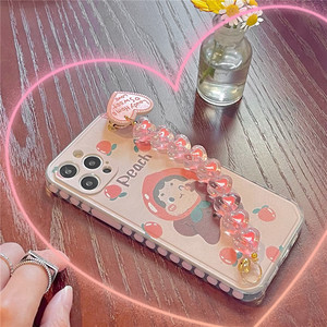 Funda Protectora para Teléfono con Cadena de Pulsera de Niña con Diseño de Melocotón para iPhone 12 Pro Max Mini 11 Pro Max XR X XS Max 7 8 Plus SE <span class=keywords><strong>2021</strong></span> - Product Image 2