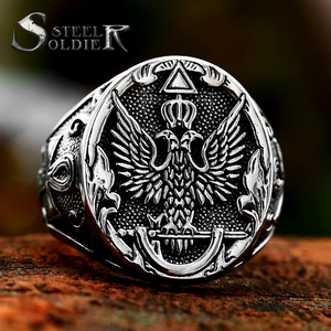 SS8-1154R nuovo Design anello aquila in acciaio inossidabile modello di uccello croce anello da uomo in stile americano Cool Biker Animal Jewelry di alta qualità - Product Image 1