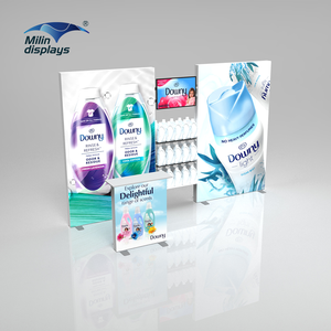 Étagère de présentation lumineuse LED en tissu avec profilé en aluminium autoportant 10x10, rétroéclairée, pour exposition de cosmétiques et de bijoux - Product Image 5