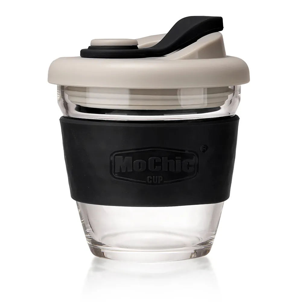 2021 Mochic 227ml Moda trasparente bicchiere di viaggi con silicone colorato tazza tazza di vetro tazza di caffè