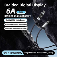 Câble de charge rapide Type C OLED 240W, transfert de données 40 Gbps 8K avec USB4 Thunderbolt pour ordinateur portable, écran, téléphone, câble USB C