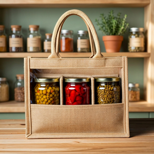 Indian Exporter Large Capacity Jute Tote <b>Bag</b> with Cotton Handles Reusable Grocery Shopping <b>Bag</b> for Daily Use Available for Sale - Product Image 2