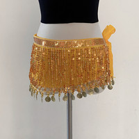 Vente en gros de pièces de broderie perlée bon marché fabriquées à la main enveloppent la taille des hanches châle écharpe ceinture pour danse orientale du ventre écharpes de performance