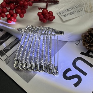 Alloy Rhinestone Safety Pins 10Pcs <b>Gold</b> Silver Set Fashion Brooches For Clothing Waist Cinching Accessory Unisex Decorative Pins - Product Image 2