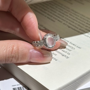 S925 Pure Silver Water Foam Jade Inlay Ring Vintage Niche Design Simple <b>Light</b> Fitting <b>Finger</b> Jewelry - Product Image 4