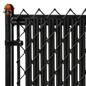 Panel pagar taman 3D Strip vertikal Kit okultasi 6 kaki rantai Hdpe hitam Tautan PVC hitam kaku papan privasi
