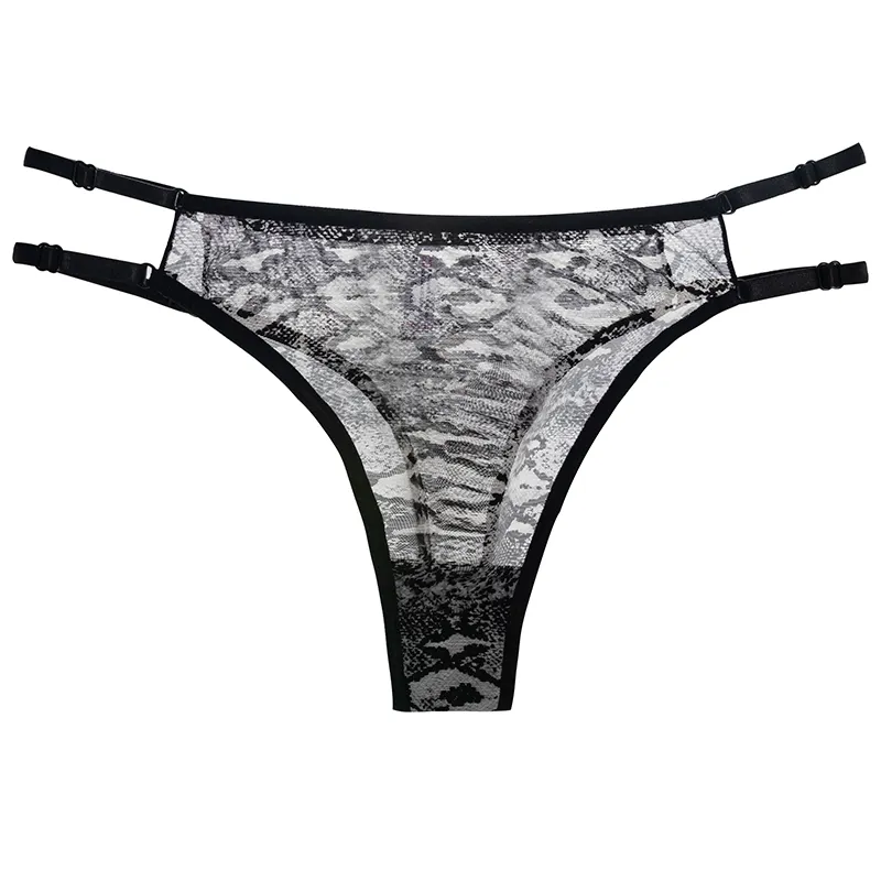 Ladies tangaThin Belt Ice Silk T back Lightweight Breathable Briefs Feminine Leopard Print Quick Dry Sexy Erotic Thong