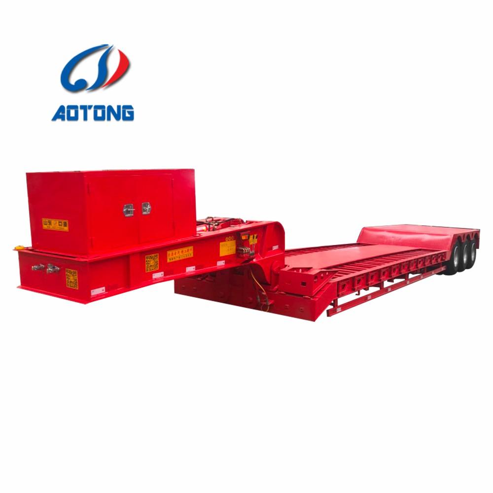 3 оси 80 тонн съемный гусиный шейный низкорамный полуприцеп низкорамный погрузчик на продажу