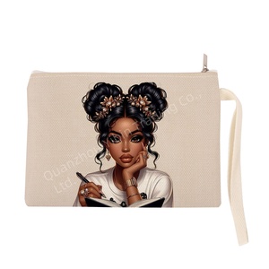 Cute Girl Imprimé Portable Coin Key Storage Card Bag Sac de <span class=keywords><strong>maquillage</strong></span> pour femmes africaines - Product Image 3