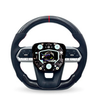 Volant modifié semi-perforé en cuir marqué rouge avec fibre de carbone noire pour Toyota ZC-FT-YD-T1