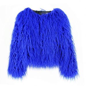 <span class=keywords><strong>Manteau</strong></span> d'hiver personnalisé pour femmes <span class=keywords><strong>Manteau</strong></span> ajusté en fausse fourrure écologique Mode de luxe Veste en fourrure de laine pelucheuse longue avec fermeture ouverte - Product Image 4