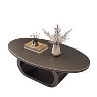 Table à thé ovale en bois massif de style chinois ancien, couleur noyer, design minimaliste, pour salon, ambiance haut de gamme, maison de location