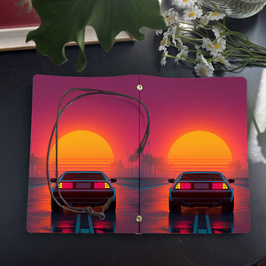 A6 fatto a mano Vintage Notebook 80 fogli sostituibili ideale per studenti Notebook per la vita del Campus con <span class=keywords><strong>auto</strong></span> sole palme stampa stradale - Product Image 4