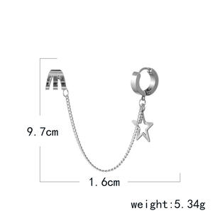 Qualité en gros personnalisé Hip Hop argent étoile chaîne charme oreille manchettes haute qualité en acier inoxydable boucles d'oreilles pour les filles - Product Image 2