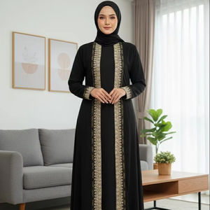 Nueva Abaya Bordada de Estilo Árabe Musulmán de Oriente Medio, Abaya Modesta para Mujer, Vestido Bordado con Lentejuelas para Ramadán y Eid - Product Image 1