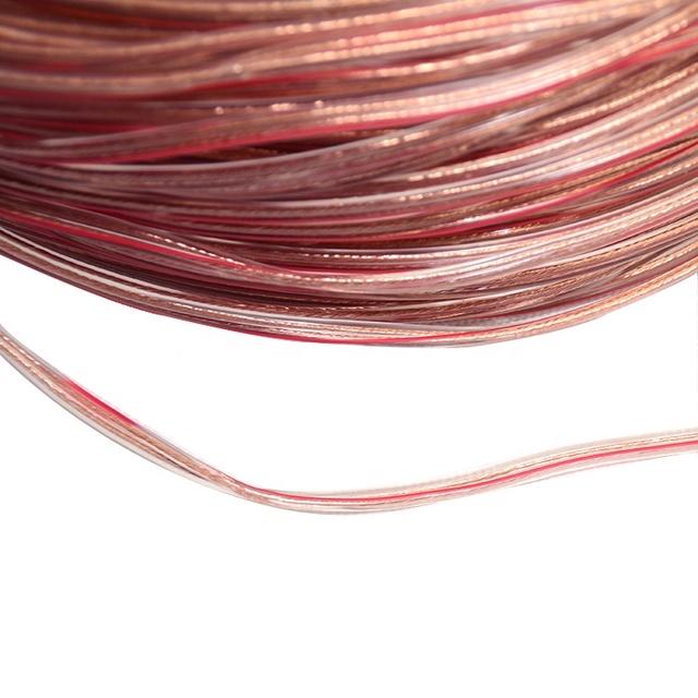 PVC Coated Tin Plated Copper 2 Pin Flat Ribbon Cable 0.28mm2 Transparent PVC Flexible Power Cable