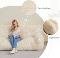 Lit pour animaux de compagnie en peluche longue et moelleuse pour humains, mousse à mémoire de forme, amovible, grand canapé confortable pour le sol, canapé géant pour humains et chiens