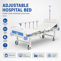 Lit d'hôpital pour personnes âgées et handicapées, section de tête réglable, barrières latérales pliantes, 4 roulettes verrouillables avec poteau porte-perfusion, lit de soins infirmiers