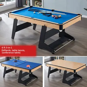 Meja biliar lipat dalam ruangan 1.8m untuk orang dewasa dan anak-anak meja konferensi meja Ping-pong