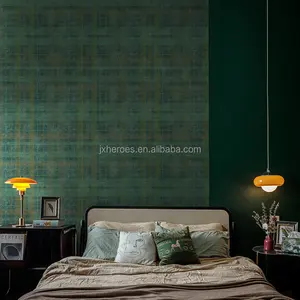 Moda yeşil kare derin kabartmalı yaldızlı Premium PVC duvar kağıdı ev dekorasyon