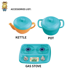 Ensemble de jeu 3 pièces écologique pour enfants en paille de blé : autocuiseur, bouilloire et réchaud à gaz - Product Image 4