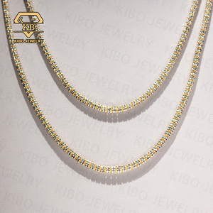Heiß begehrte Ice Chain 3,4mm Roségold und Weißgold Zweifarbige Silber 925 Hip-Hop Halskette Mond Ice Chain mit Diamanten - Product Image 4