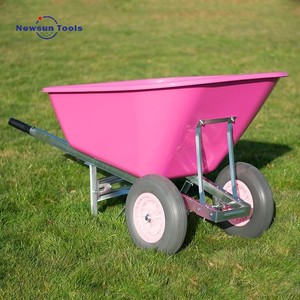 Brouette à double roue NS Factory Hot 200L, violette, pour jardin/écurie/chantier, avec pneus anti-crevaison et bac en plastique - Product Image 2