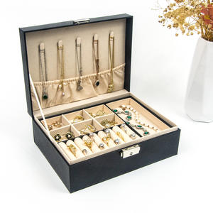 Классическая роскошная черная двухслойная упаковка для ювелирных изделий из искусственной кожи с замком - Product Image 4