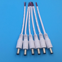 Kabel Daya Pigtail DC Male 5.5x2.1mm Putih 15cm 12V 1A Ujung Kawat Terbuka untuk Kamera CCTV Lampu LED Strip