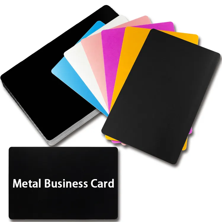 Cartões de Visita de metal em branco para visitantes, logotipo de alumínio e aço inoxidável preto fosco personalizado, com nome e gravura a laser