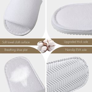 Chaussons jetables de luxe pour hôtel, personnalisables avec logo OEM, en polaire corail, semelle EVA souple, recyclables et lavables - Product Image 3