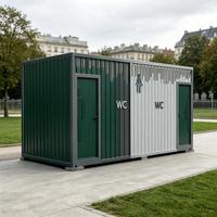 Toilettes Conteneurisées Tropicales Personnalisées en Acier Ondulé Préfabriquées, Toilettes Publiques à Double Porte pour Plage et Complexe Hôtelier Extérieur