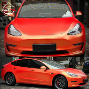 ฟิล์มไวนิลหุ้มรถยนต์สีส้มทองด้านแบบไร้ฟองอากาศ เปลี่ยนสีเมทัลลิก PVC - Product Image 6